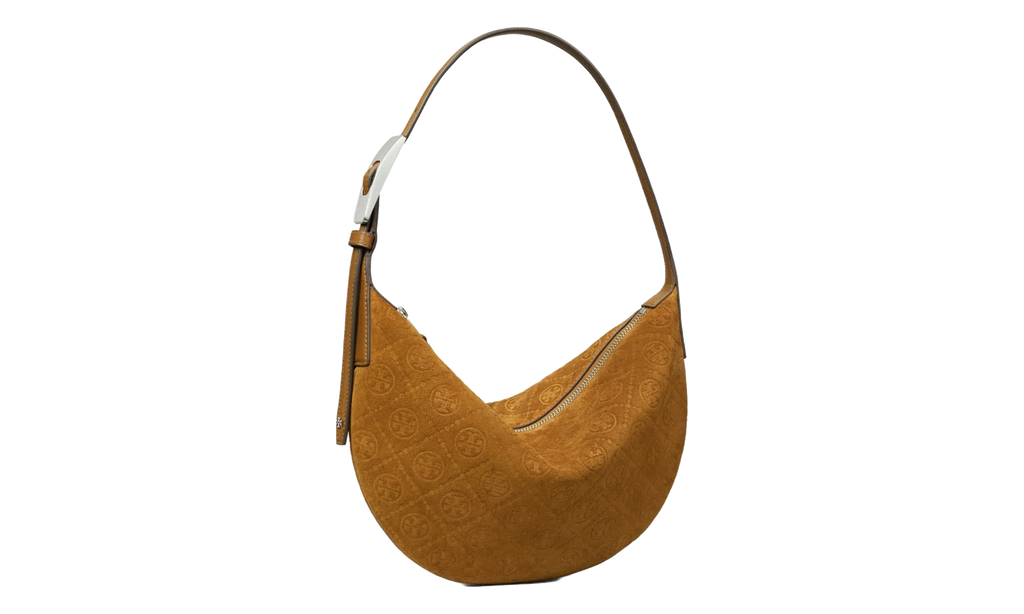 Tory Burch Small T Monogram Suede Balloon Bag "Chicory Brown" 175529 200