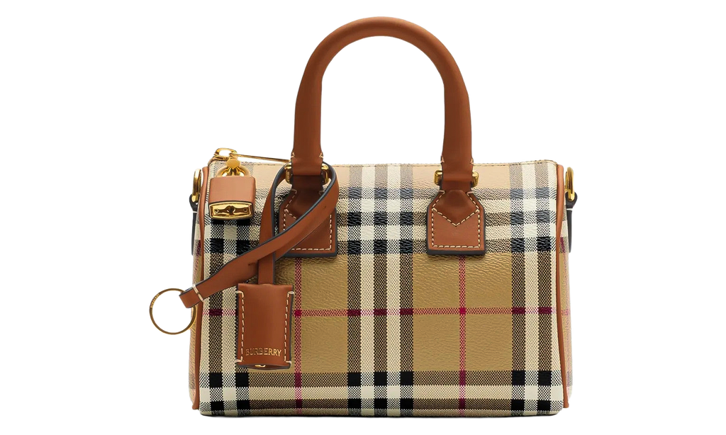 Burberry Mini Check Bowling Bag "Briar Brown" 8118565