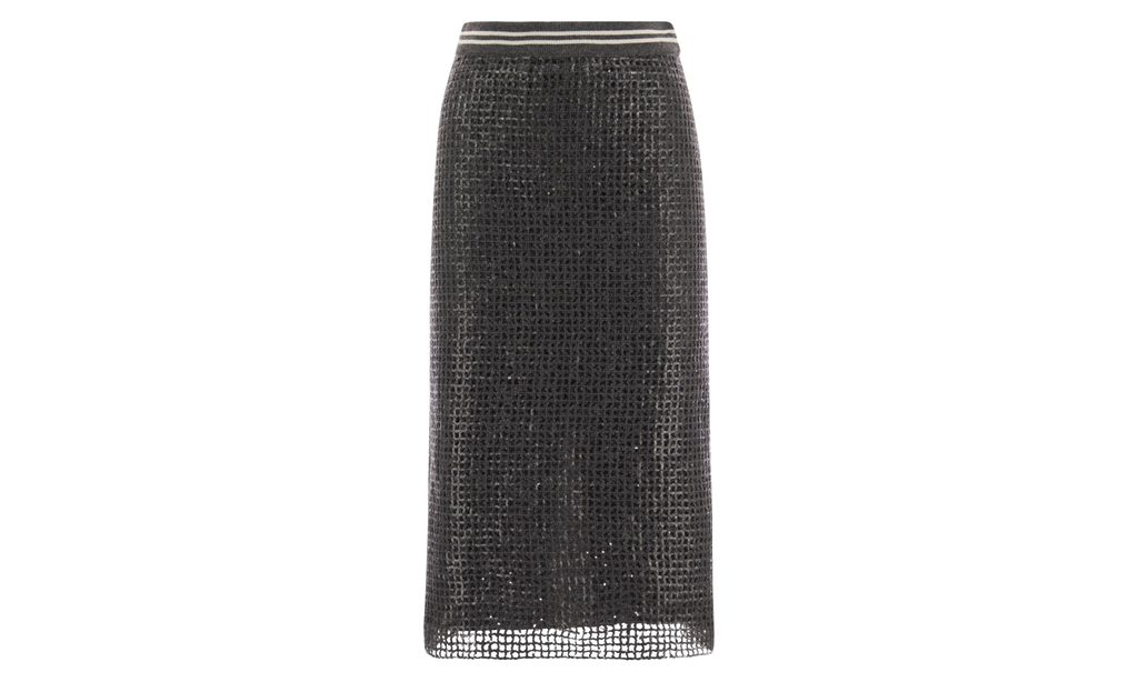 Brunello Cucinelli Textured Midi Skirt WMNS "Dark Grey" BRUN638