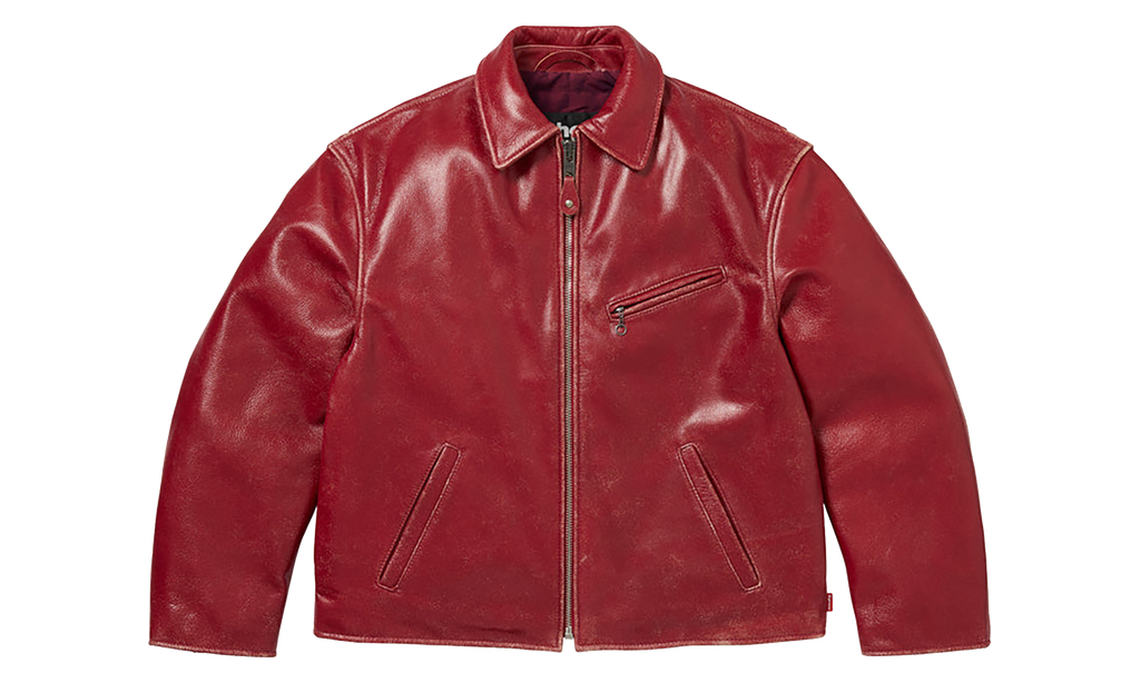 SUPREME Schott Ditressed Leather Jacket "FW26 - Red" SU28440