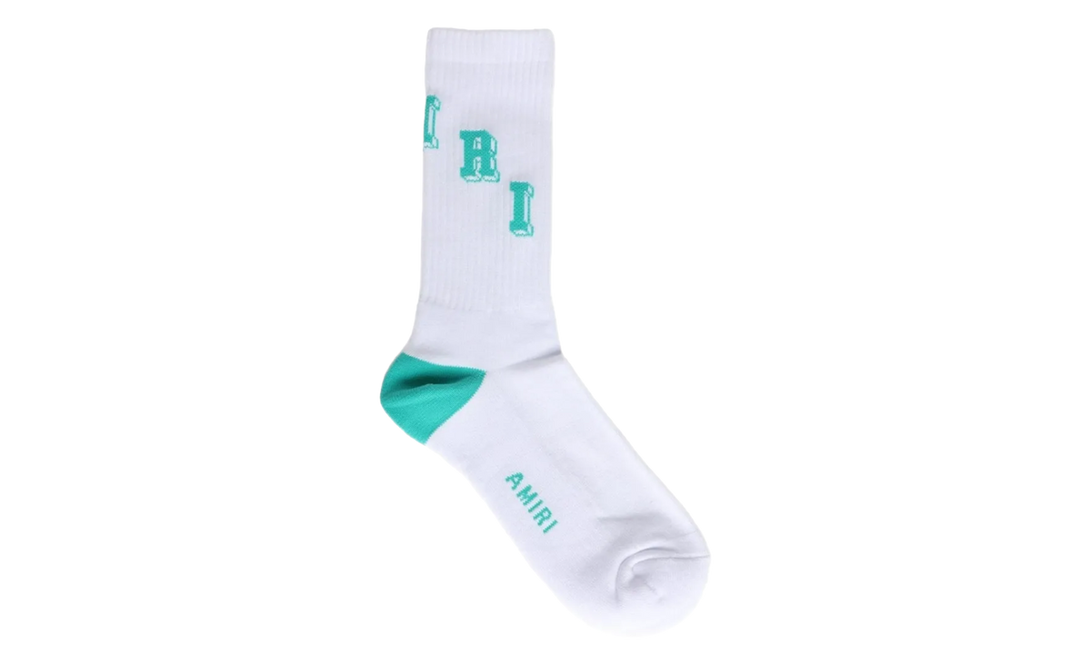 Amiri Collegiate Tube Socks "White / Teal" PF23MHR003 535