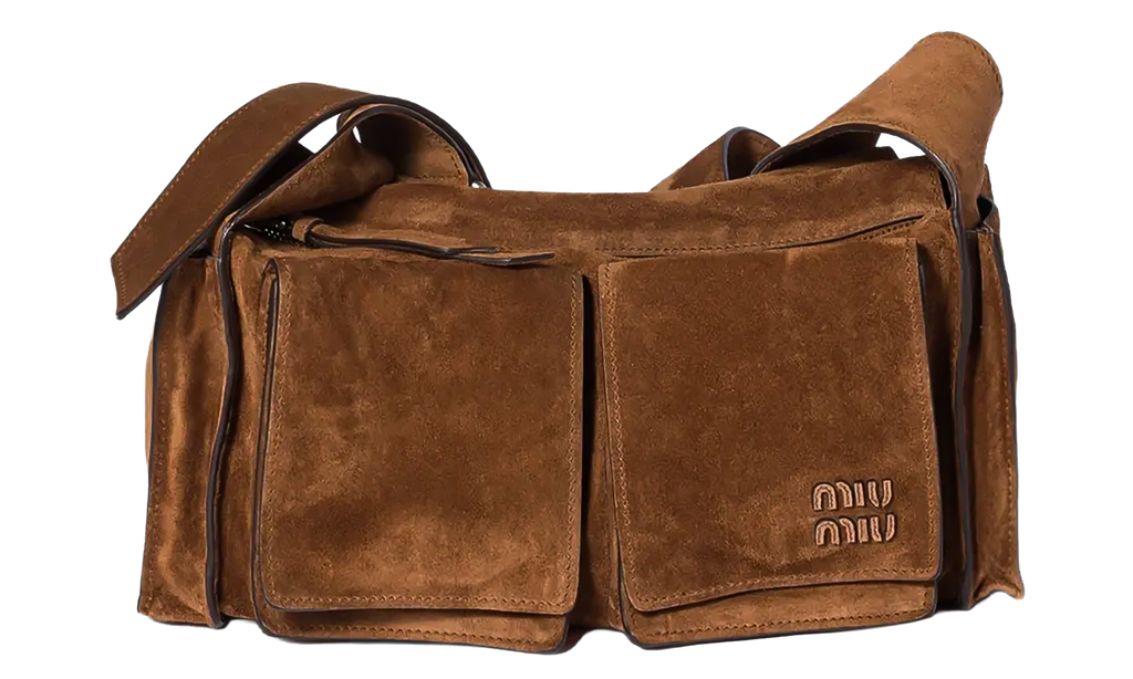 Miu Miu Utilitaire Suede Shoulder Bag "Cocoa Brown" 5BC205 2CSS F0324