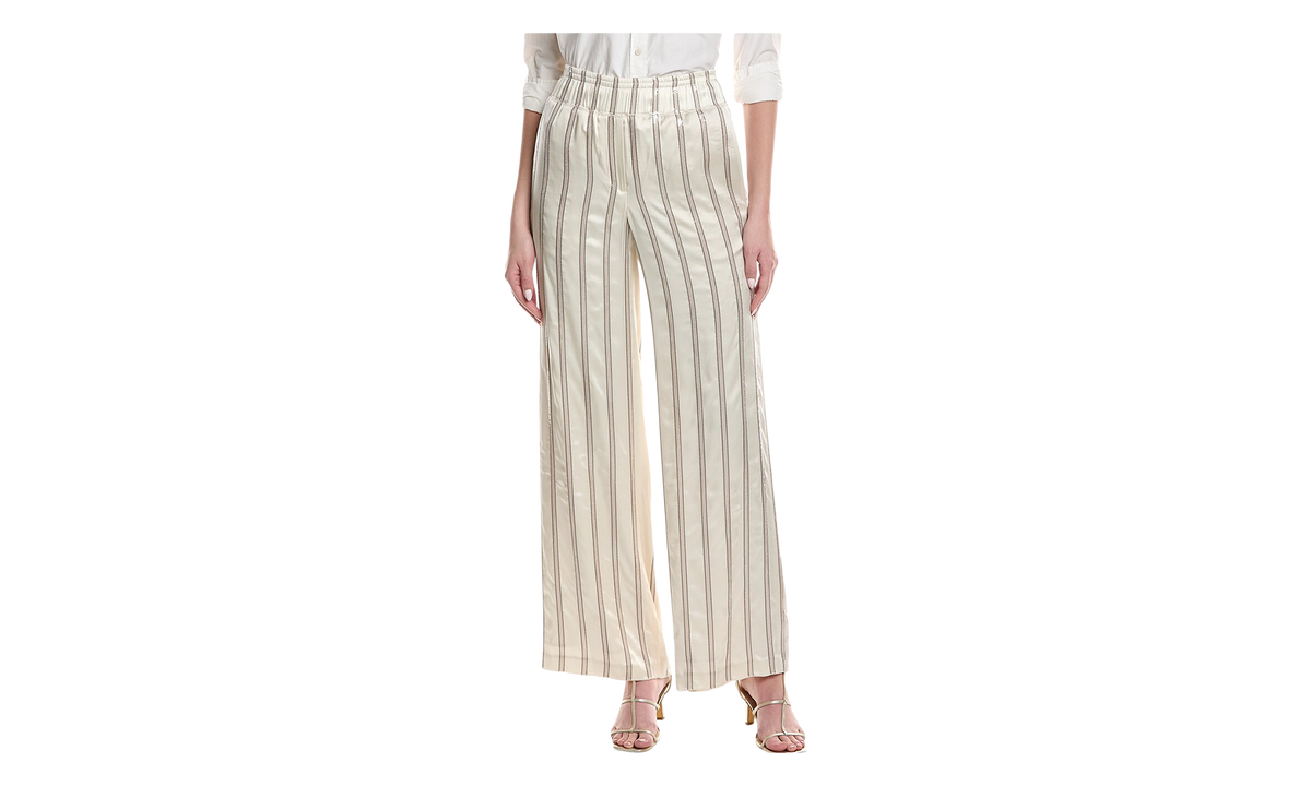 BRUNELLO CUCINELLI Striped Wide Leg Trousers WMNS "Warm White" BRUN631