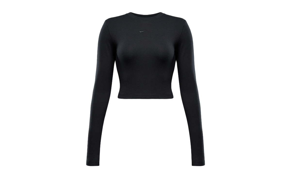 Nike Sportswear Chill Knit Slim LS Cropped Top WMNS "Black" HF5322 010