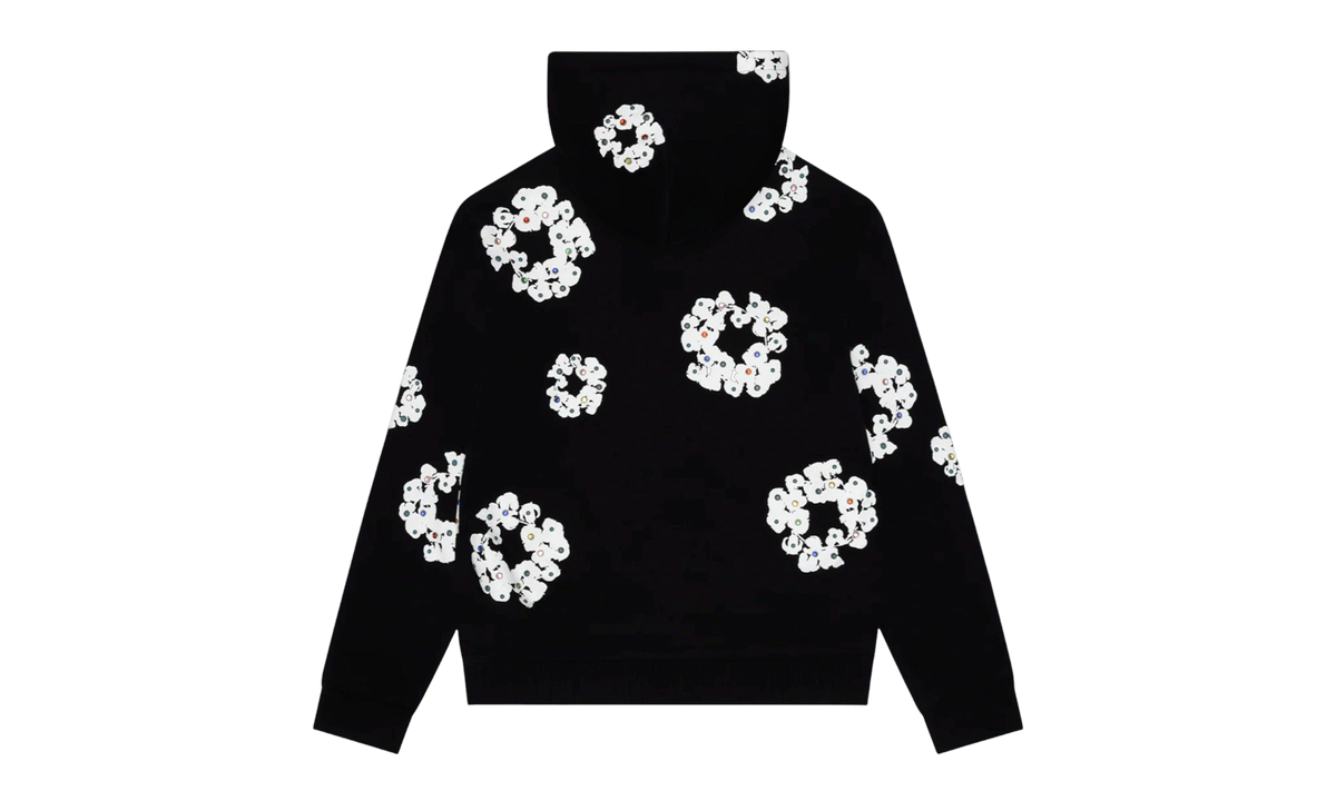 Denim Tears Cotton Wreath Rhinestone Studded Zip Hooded Sweatshirt "Black White" DT591