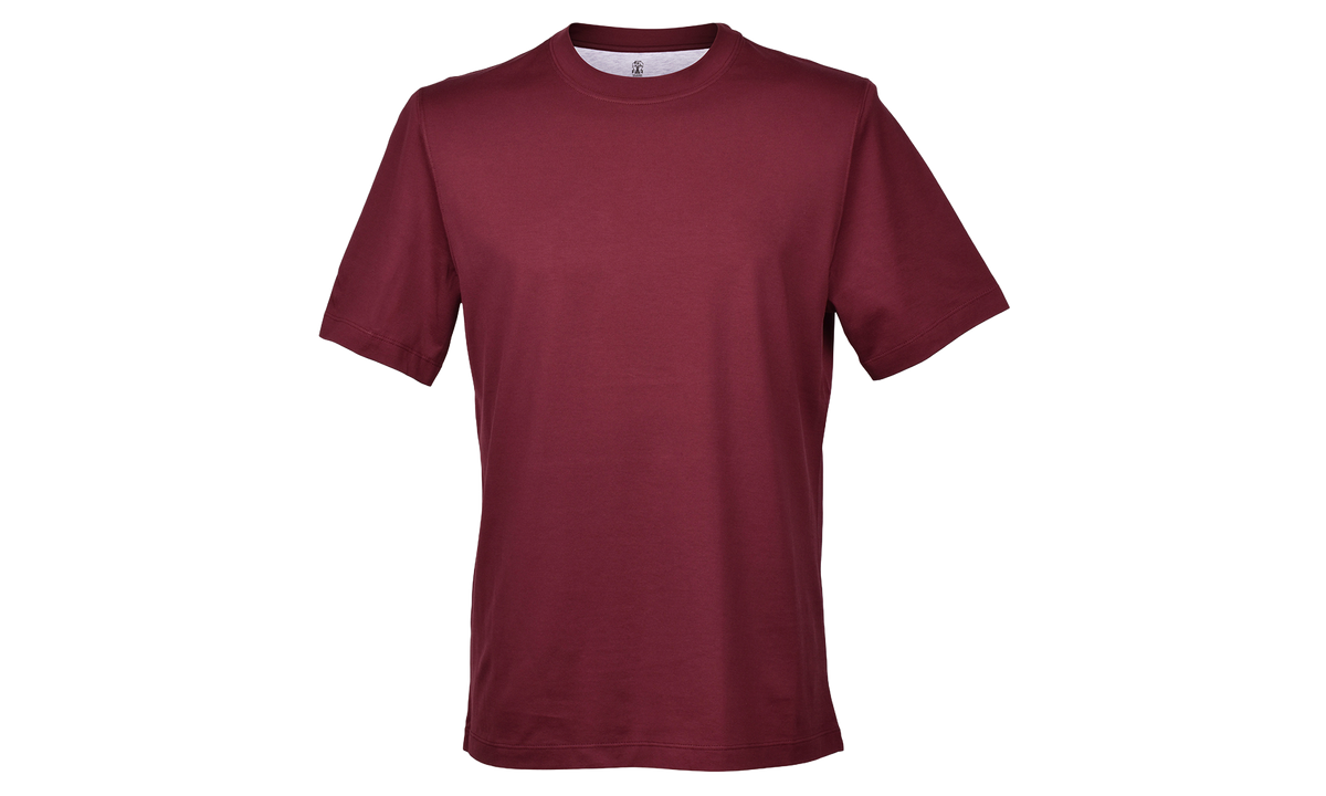 BRUNELLO CUCINELLI Silk Blend Crew Neck T-Shirt "Red" BRUN080