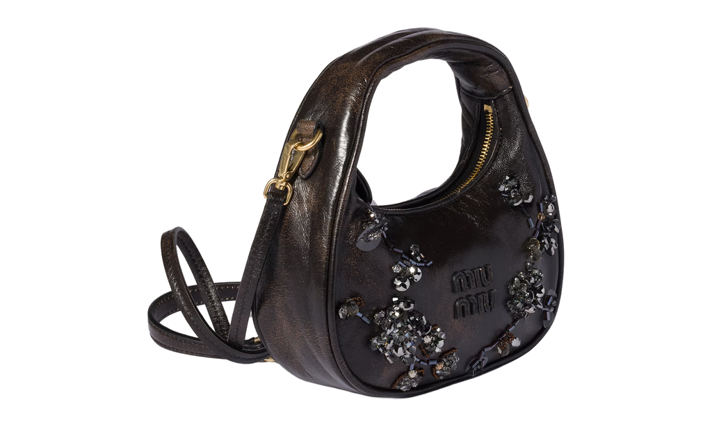 Miu Miu Embroidered Wander Bag WMNS "Caffe" 5BP078 2IF9 F0201