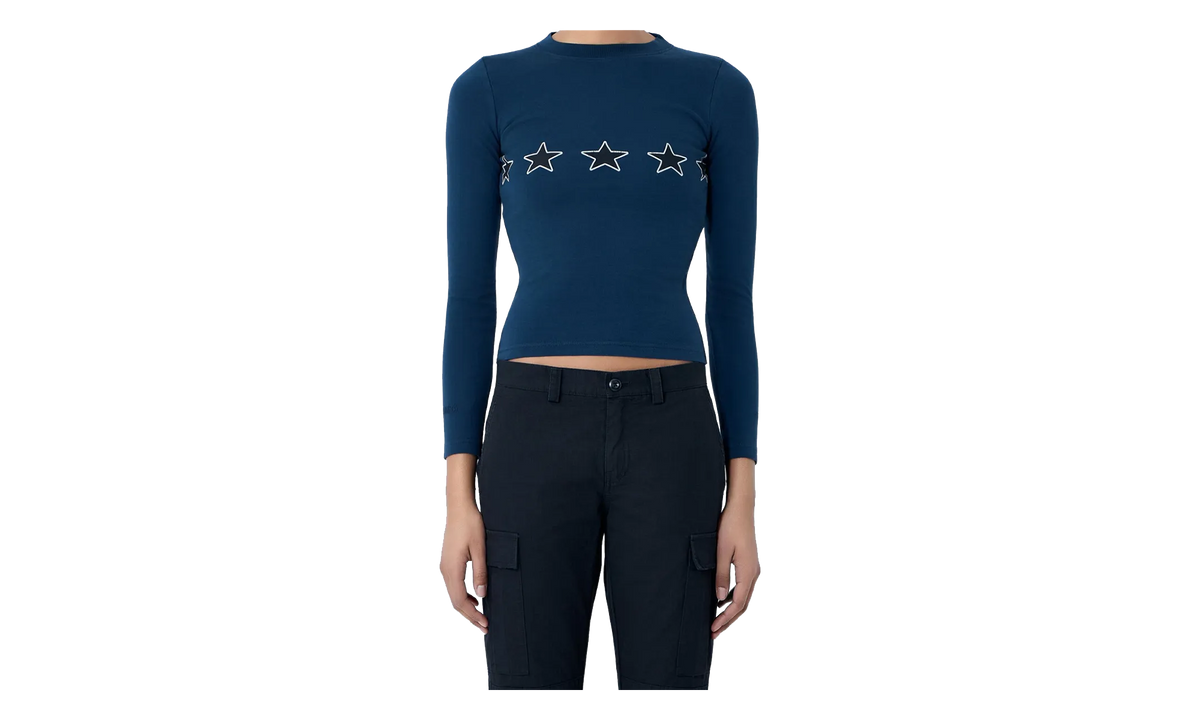 Balenciaga Long-Sleeve Fitted Crew Neck Top WMNS "Washed Navy" 856861 TTVL3 8806