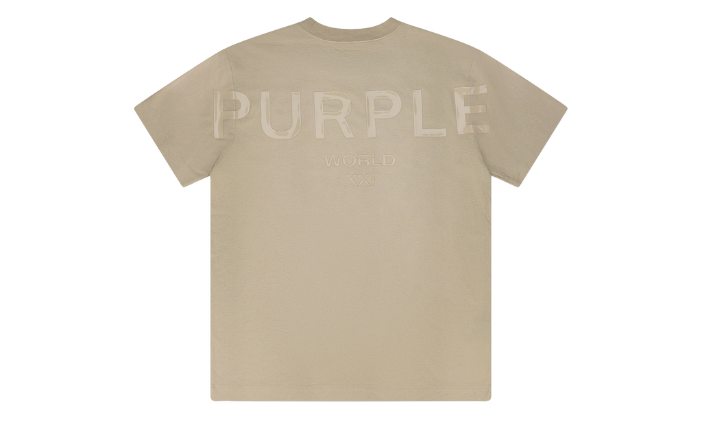 Purple Brand Rice Textured World Wordmark T-Shirt "Brown" P104 JWBR224