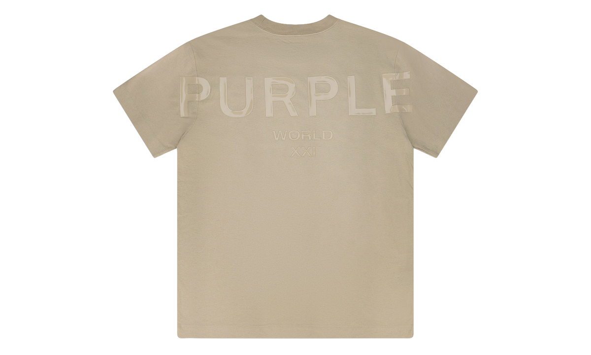 Purple Brand Rice Textured World Wordmark T-Shirt "Brown" P104 JWBR224