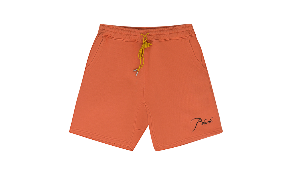Rhude SCRIPT LOGO SHORTS "ORANGE" RHSS23SH49826120 VTO