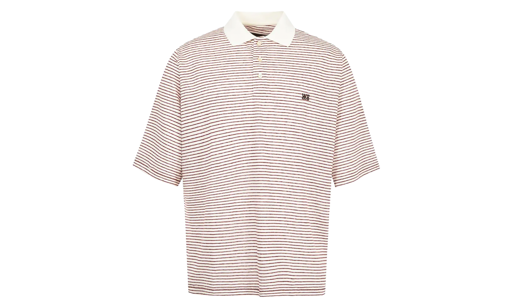 WALES BONNER Bask Polo Shirt "Ivory / Wine" MA26JE31JE04130