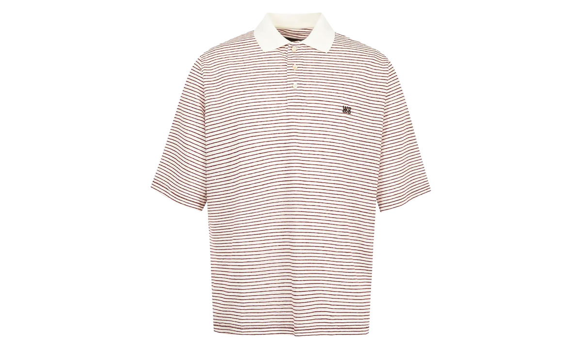 WALES BONNER Bask Polo Shirt "Ivory / Wine" MA26JE31JE04130