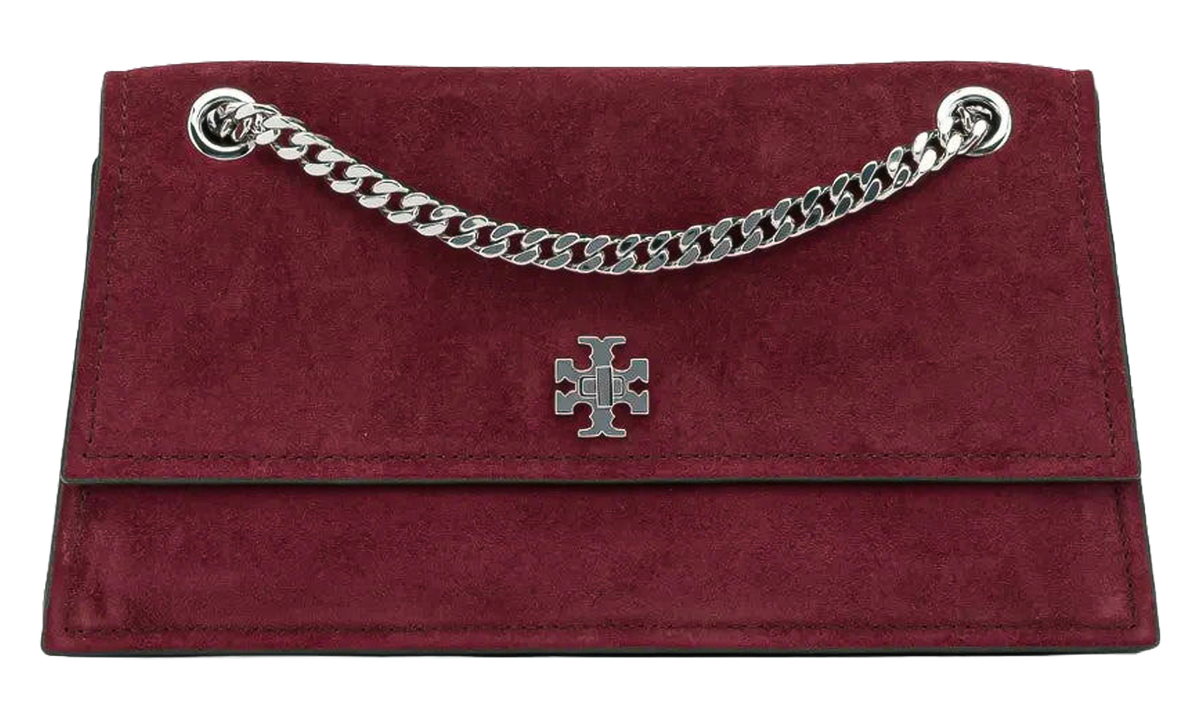 Tory Burch Kira Turnlock Suede Shoulder Bag "Merlot" 178857 600