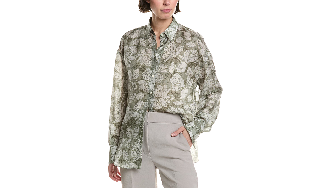 Brunello Cucinelli Silk Floral Blouse WMNS "Green" BRUN1331