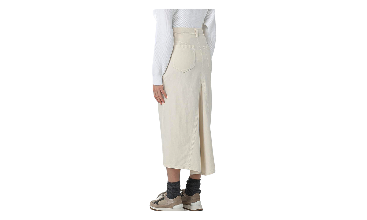 Brunello Cucinelli Cotton Linen Midi Skirt WMNS "Gesso" BRUN1327