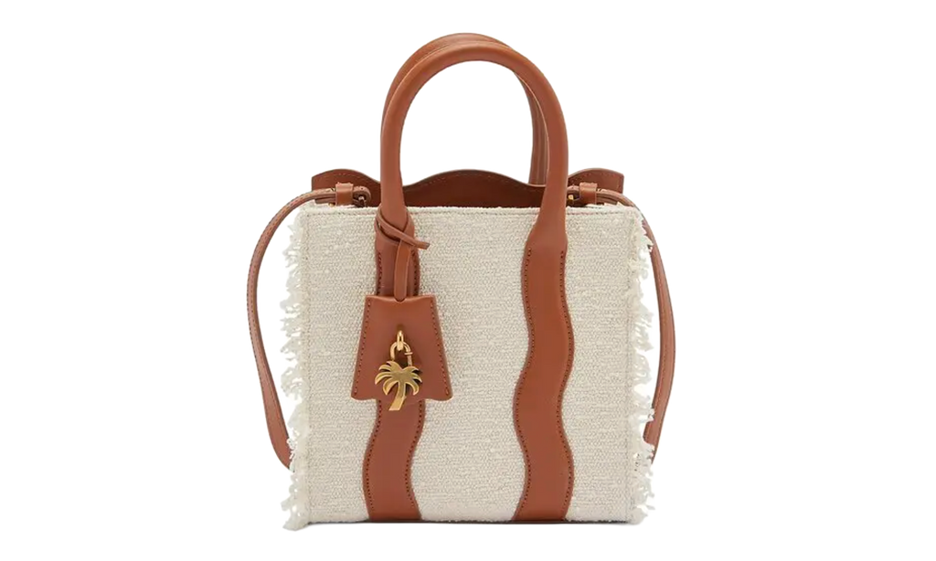Palm Angels Mini Palm Beach Tote Bag "Brown / White" PWNA051S23FAB0030360