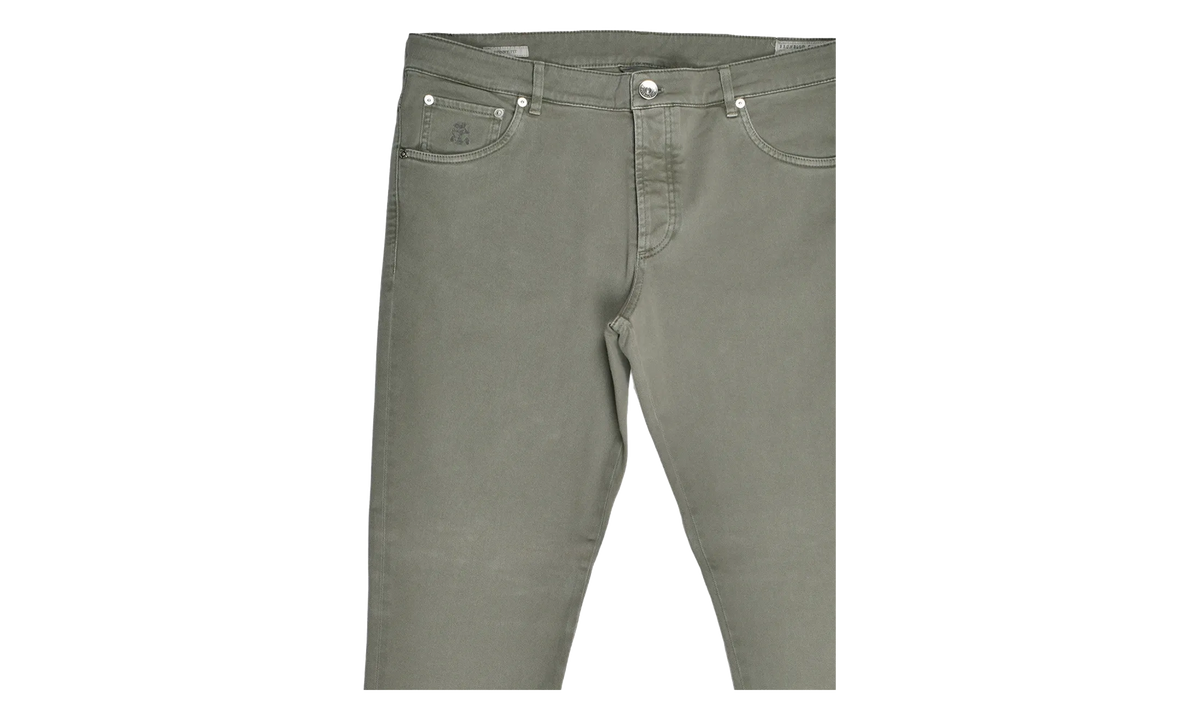 BRUNELLO CUCINELLI Straight Skinny Fit Jeans "Military Green" BRUN139
