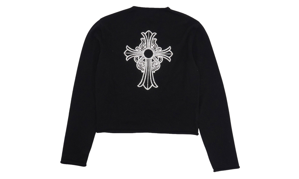 Chrome Hearts Rhinestone Hairy Cross Cashmere V-Neck Sweater WMN "Black" CHRM1782