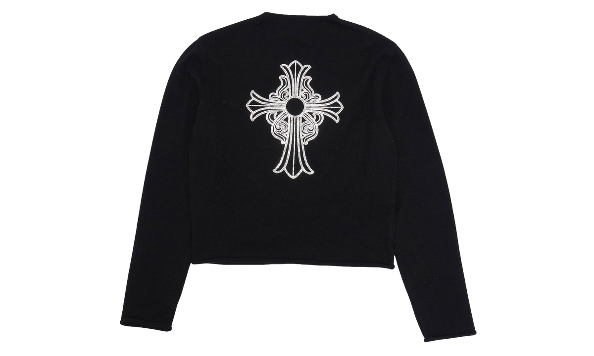 Chrome Hearts Rhinestone Hairy Cross Cashmere V-Neck Sweater WMN "Black" CHRM1782