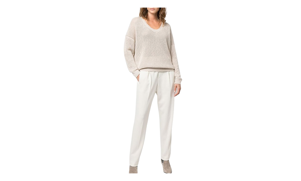 Brunello Cucinelli Wool Blend Tapered Trousers WMNS "Warm White" BRUN1454