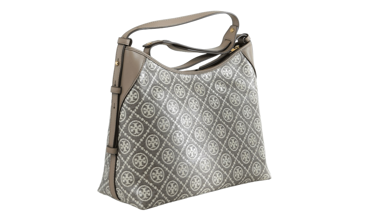 Tory Burch T Monogram Coated Jacquard Messenger Bag "Charcoal" 185802 200