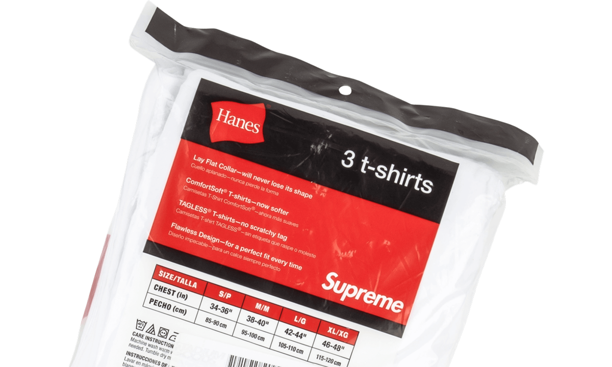 Supreme Hanes Tagless Tees (3) "White" SU0640
