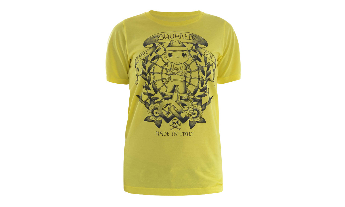 Dsquared2 Dean Dan Printed Cotton T-Shirt "Yellow" S72GC0979-S21600-172