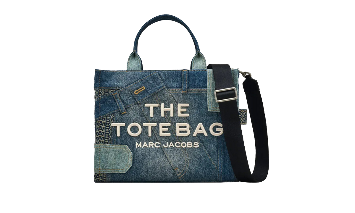 Marc Jacobs The Medium Deconstructed Denim Tote Bag "Indigo Multicolor" 2S5HTT031H03 404