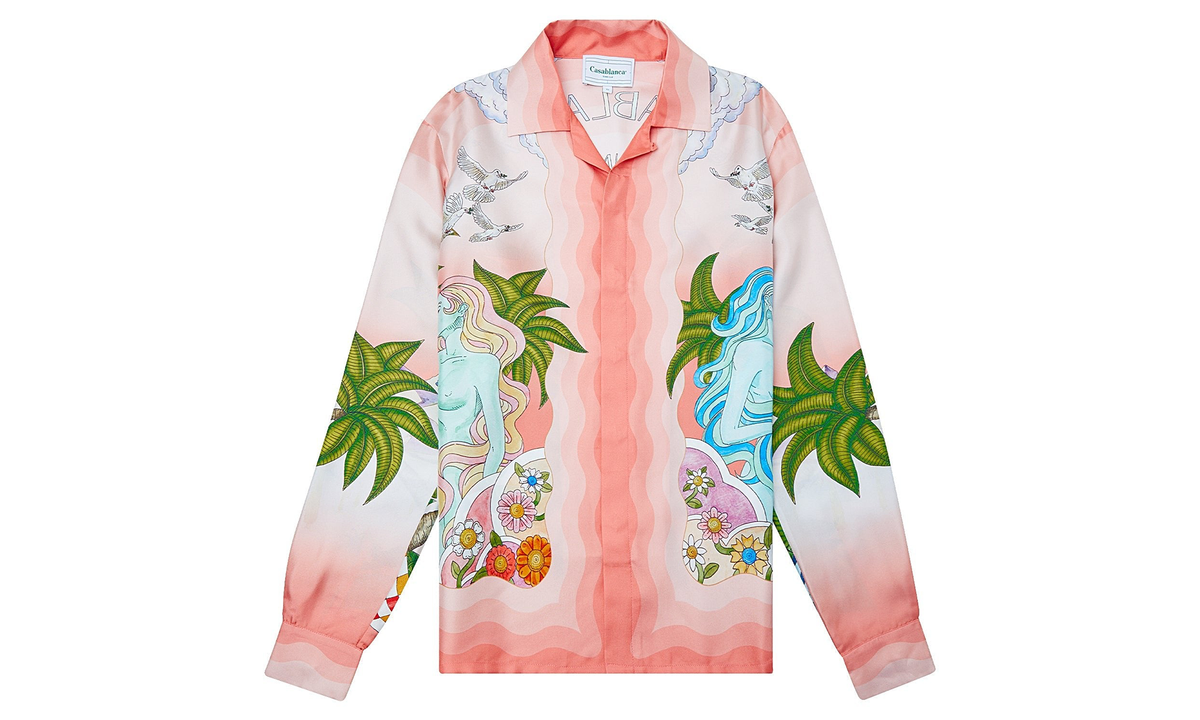 Casablanca Paix et Amour Tennis Silk Shirt "White / Pink" MF23 SH 006 11