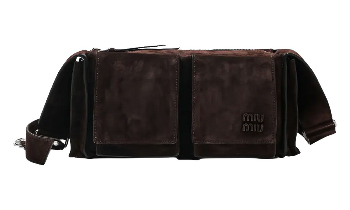 Miu Miu Utilitaire Suede Shoulder Bag "Dark Brown" 5BC205 2CSS F0003