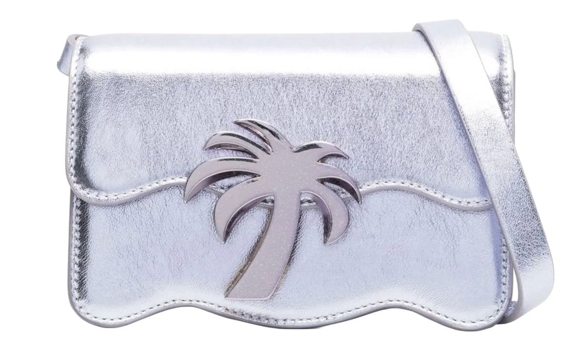 Palm Angels Palm Beach Mini PM Bag "Sparkly Silver" PWNQ011F22LEA0037272