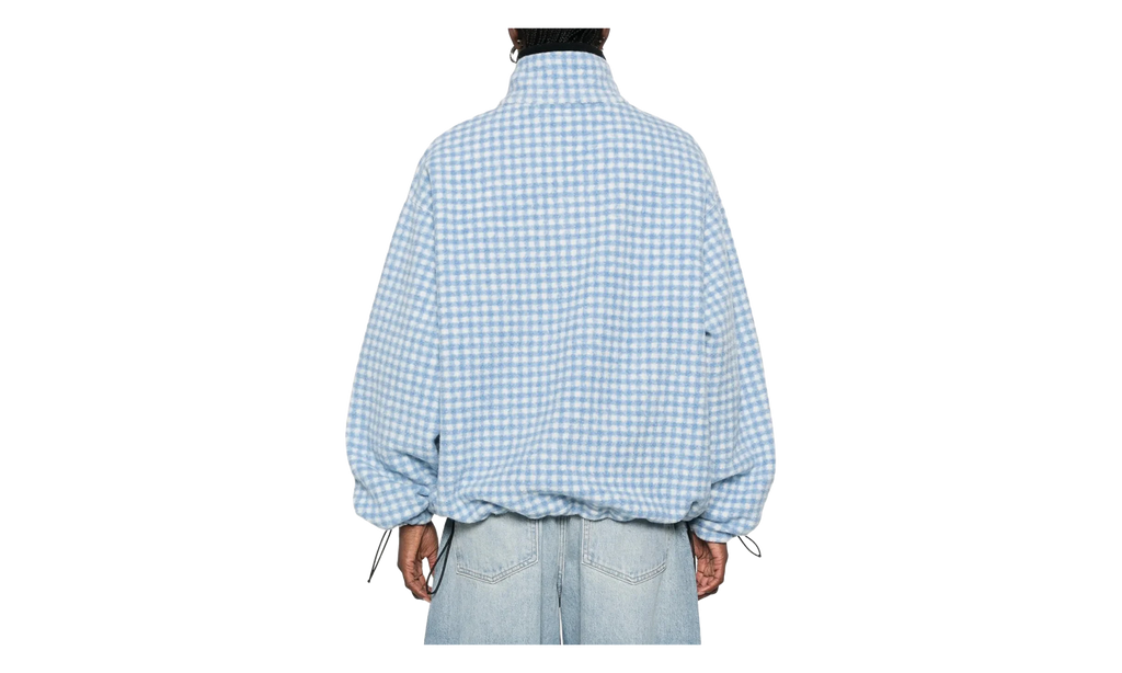 Miu Miu Gingham Check Fleece Jacket WMNS "White / Light Blue" MJL042 6375 F0UB3