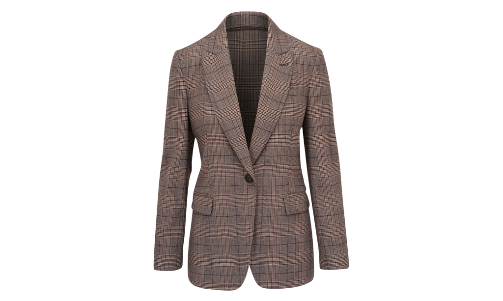 Brunello Cucinelli Wool Blend Tailored Jacket WMNS "Beige / Brown / Black" BRUN1306