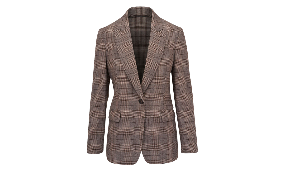 Brunello Cucinelli Wool Blend Tailored Jacket WMNS "Beige / Brown / Black" BRUN1306