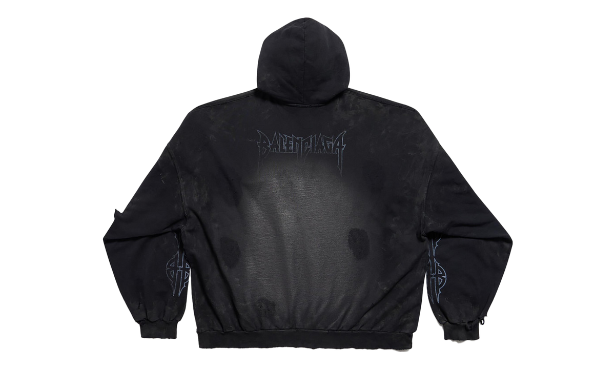 Balenciaga Paris Moon No Pocket Hoodie Oversized "Faded Black" 744462TOVE31055