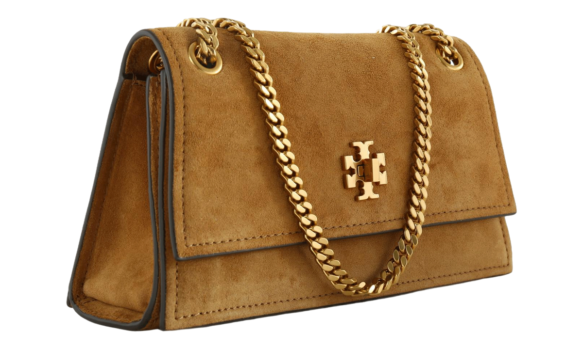Tory Burch Mini Kira Turnlock Suede Bag "Toffee" 178150 201
