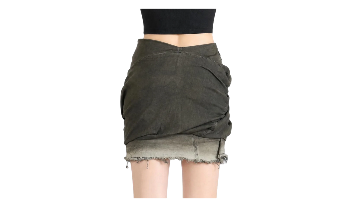 Rick Owens DRKSHDW Draped Mini Denim Skirt WMNS "Dust" DS02F6343 SDRK 34