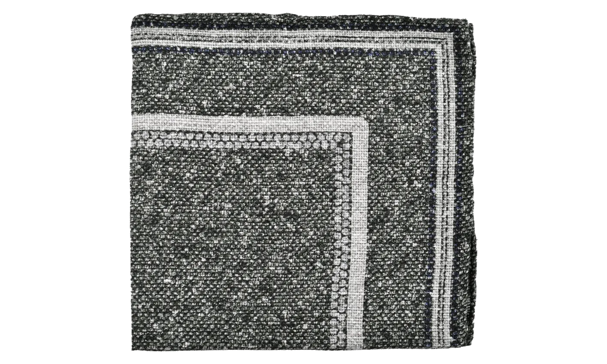 BRUNELLO CUCINELLI Linen-Cotton Pocket Square "Sage Grey" BRUN013