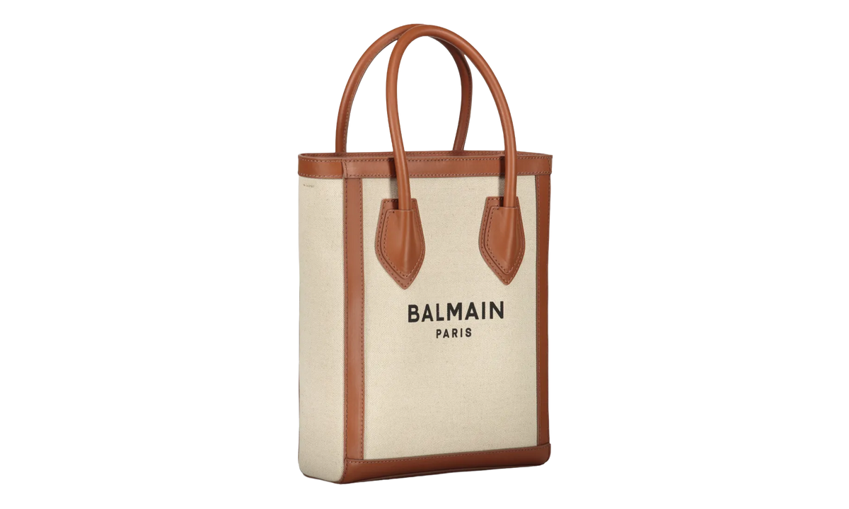 Balmain Leather Trimmed Canvas Tote Bag "Beige" FN6FB661TCFN GEM