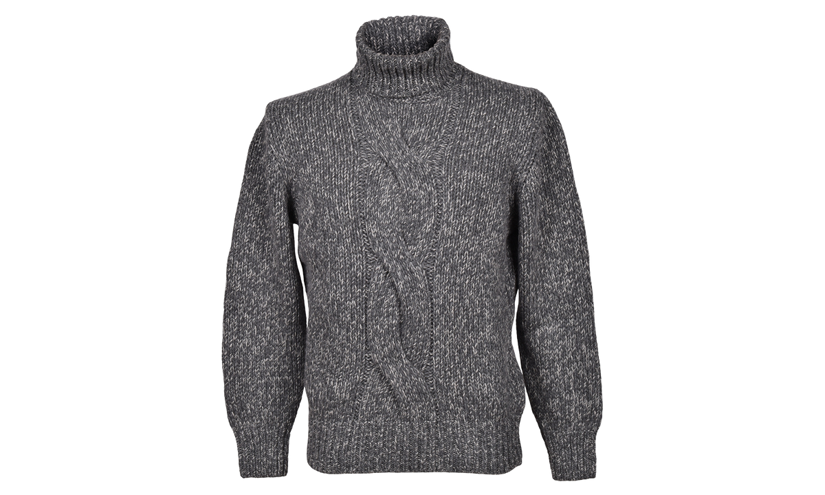 BRUNELLO CUCINELLI Cashmere Cable Knit Turtleneck "Gray" BRUN590