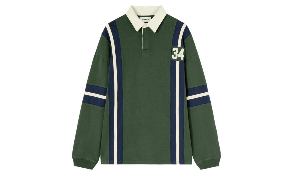 AMBUSH Striped Rugby Shirt "Green" BMGC002F24JER0015245
