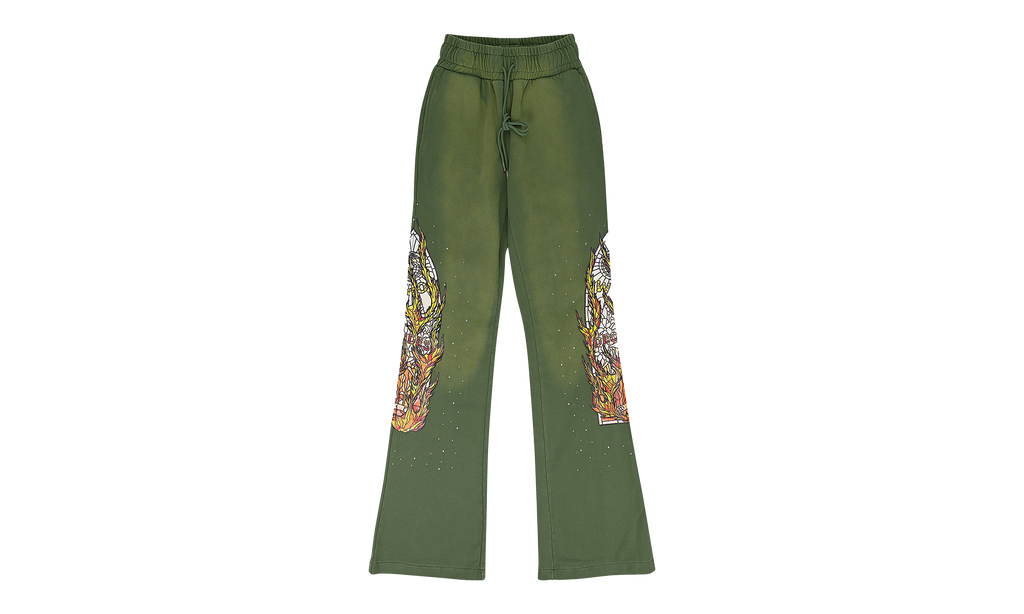Who Decides War FLAME GLASS SWEATPANTS "GREEN" 1120010011SW