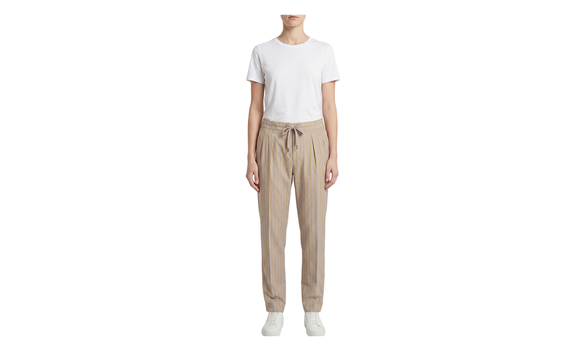 Brunello Cucinelli Striped Relaxed Trousers WMNS "Beige/Giallo" BRUN1540
