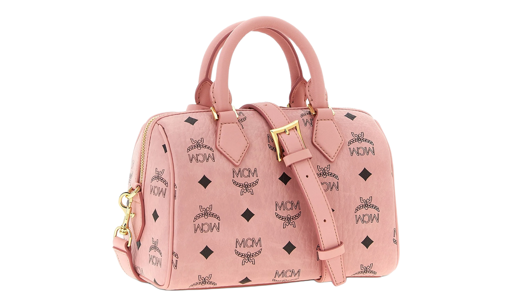 Mcm Small Ella Boston Bag in Visetos "Soft Pink" MWBFAEA03PZ001