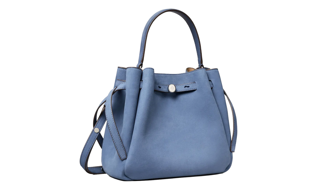 Tory Burch Romy Nubuck Bucket Bag "Soft Blue" 182904 401