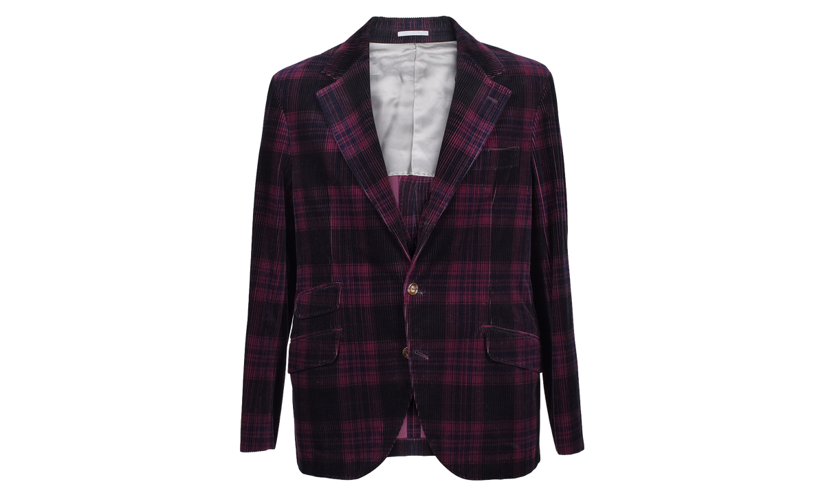 BRUNELLO CUCINELLI Plaid Corduroy Blazer "Burgundy" BRUN623