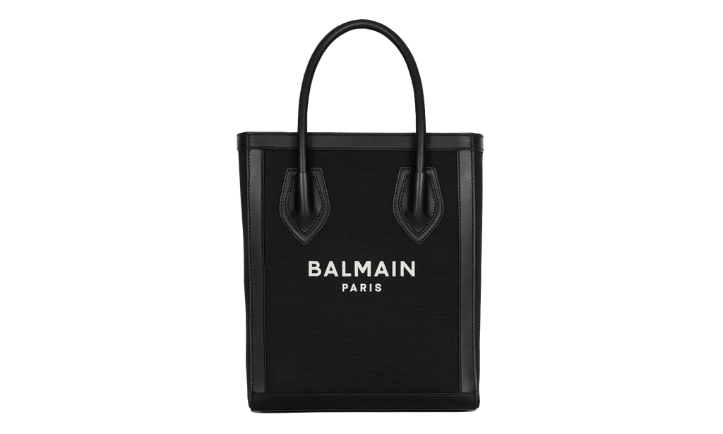 Balmain Leather Trimmed Canvas Tote Bag "Black" FN6FB661TCOU EAB
