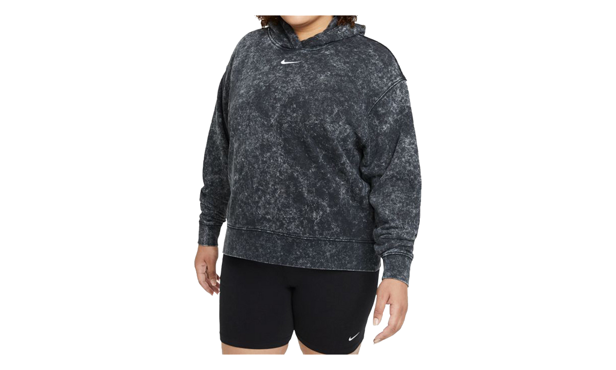 Nike Washed Fleece Hoodie WMNS "Black / White" DD5640 010