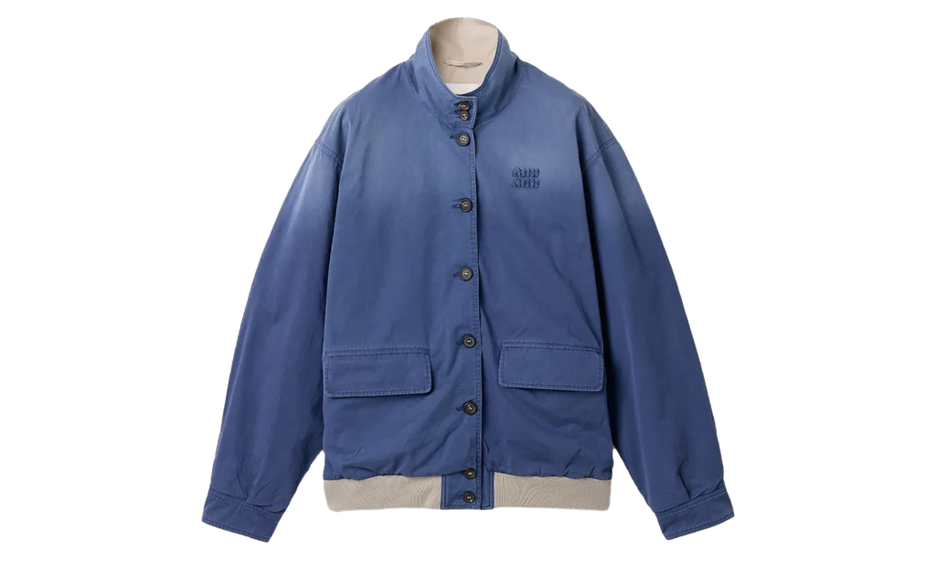 Miu Miu Old Washed Twill Blouson Jacket WMNS "Blue / Limestone" ML1492 190X F04XB